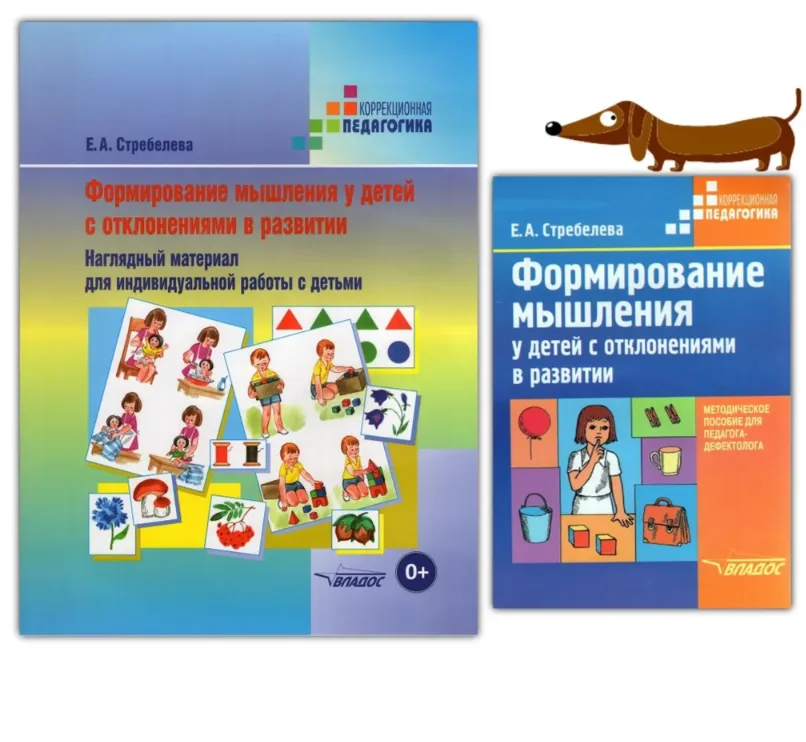 Комплект из 2-х пособий: Стребелева Е.А. Формирование мышления у детей с отклонениями в развитии (Методическое пособие для педагога-дефектолога + Наглядный материал для индивидуальной работы с детьми) | Стребелева Елена Антоновна