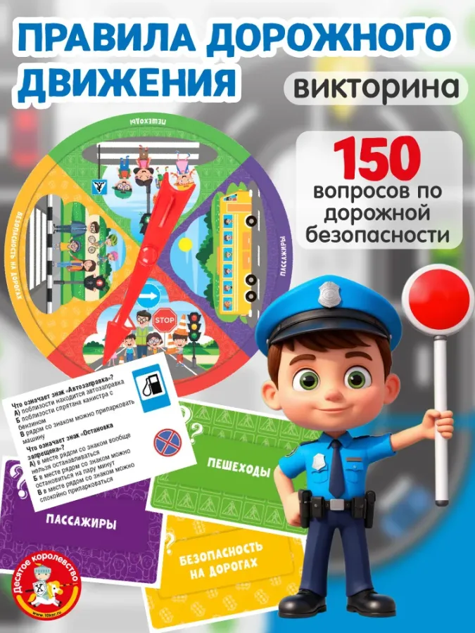 Настольная развивающая игра викторина для детей "Правила дорожного движения" Десятое королевство