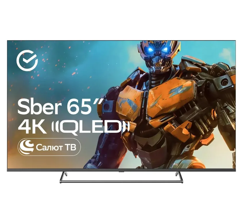 65" Телевизор SBER SDX-65UQ5231 QLED, 4K Ultra HD, темно-серый, СМАРТ ТВ, Салют ТВ