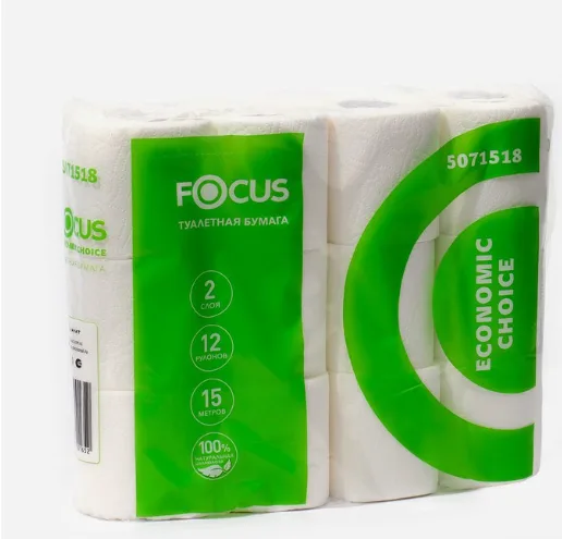 Туалетная бумага Focus Economic Choice, 2 слоя, 12 рулонов
