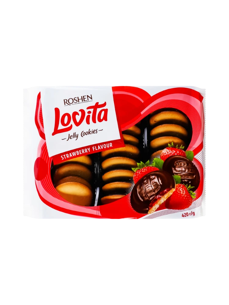 Lovita Jelly Cookies с начинкой со вкусом клубники 420гр /7шт