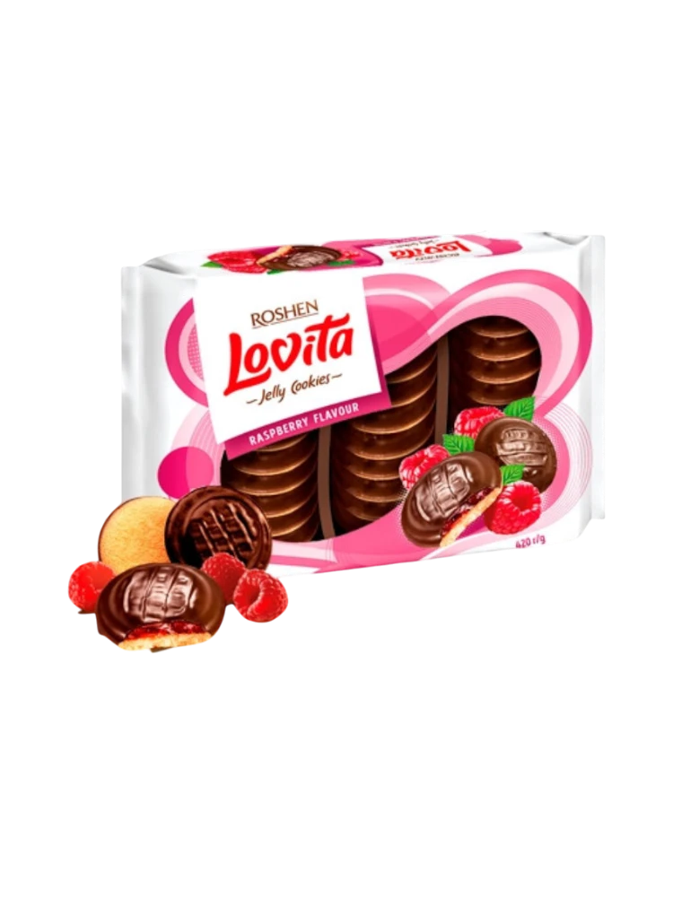 Lovita Jelly Cookies с начинкой со вкусом малины 420гр /7шт