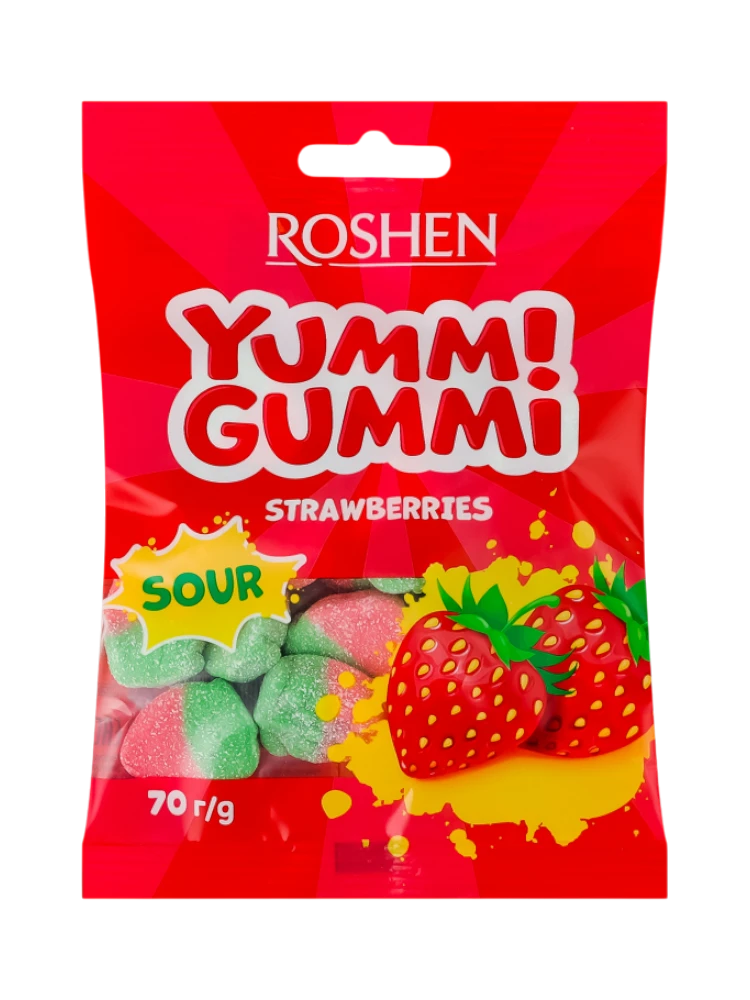 Желейные конфеты Yummi Gummi Sour Strawberries 70г /22шт