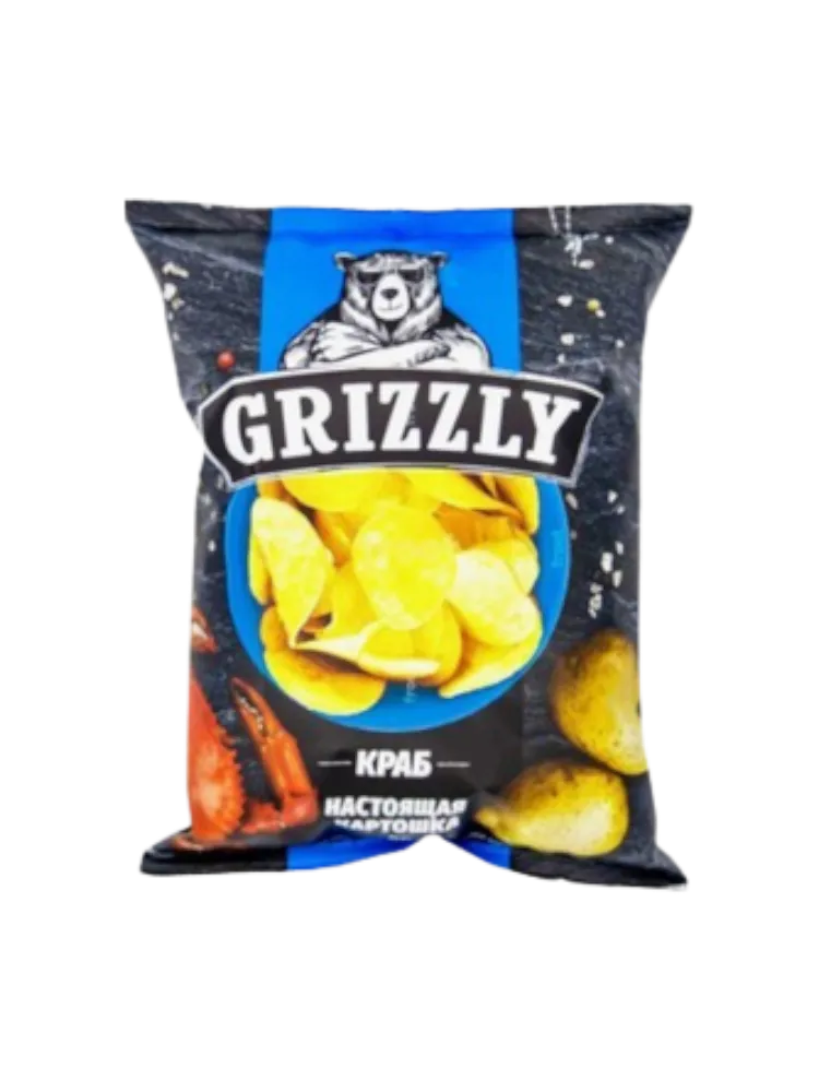 ЧИПСЫ GRIZZLY НАТУРАЛЬНЫЕ КРАБ 110 ГР 