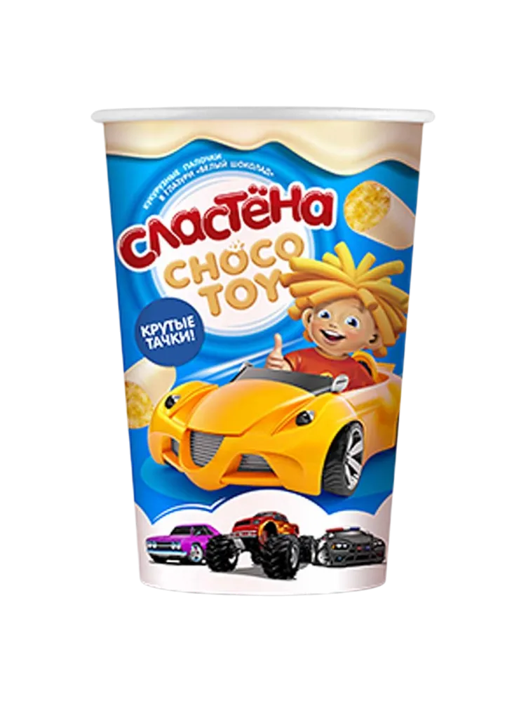 КУКУРУЗНЫЕ ПАЛОЧКИ 100ГР СЛАСТЁНА CHOCO TOY КРУТЫЕ ТАЧКИ (10)