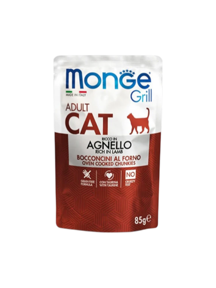 Monge Grill Adult Cat Chunkies in Jelly Rich in Lamb влажный пауч для кошек 85гр