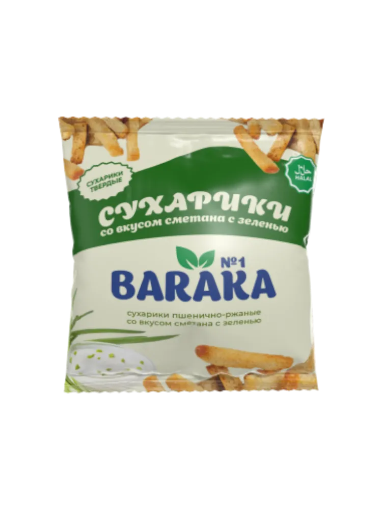 СУХАРИ BARAKA 100Г СМЕТАНА/ЗЕЛЕНЬ