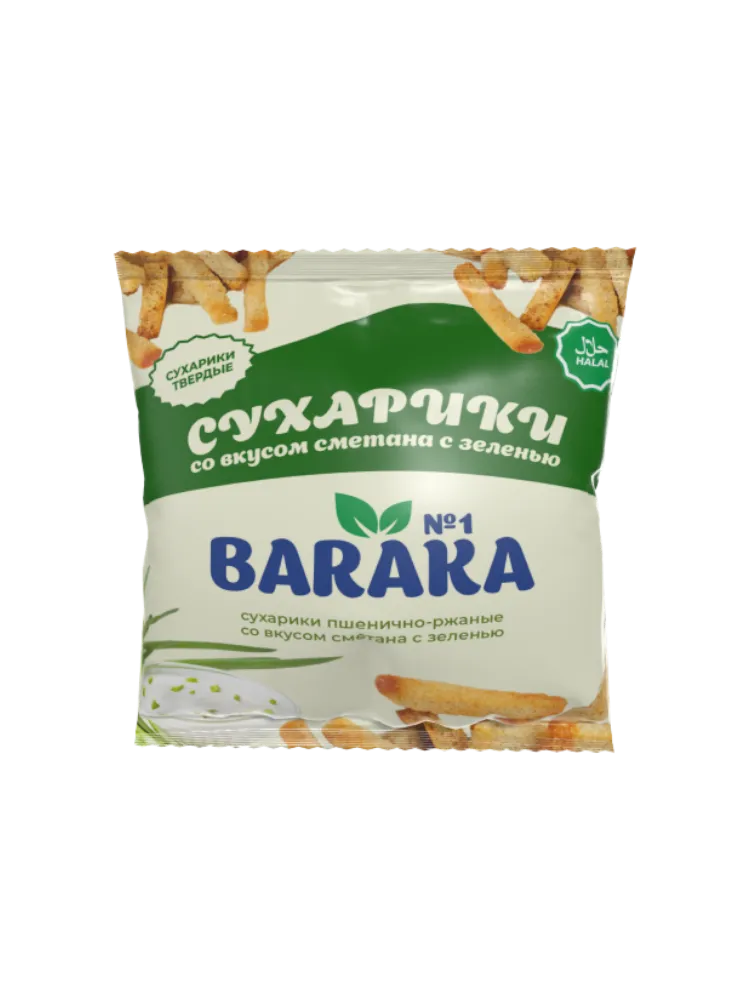 СУХАРИ BARAKA 40Г СМЕТАНА/ЗЕЛЕНЬ