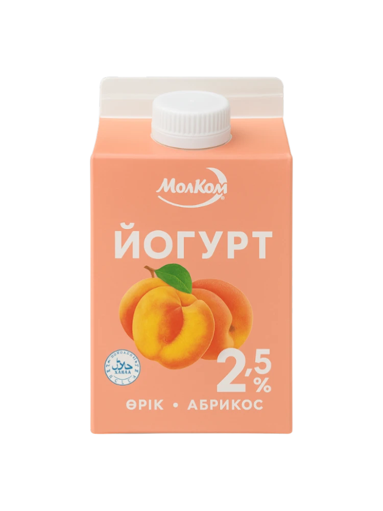 ЙОГУРТ МОЛКОМ ПИТЬЕВОЙ АБРИКОС 2,5% 450МЛ