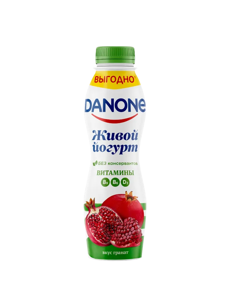 ЙОГУРТ ДАНОН ПИТЬЕВОЙ СО ВКУСОМ ГРАНАТА 1,3% 850Г - фото 1