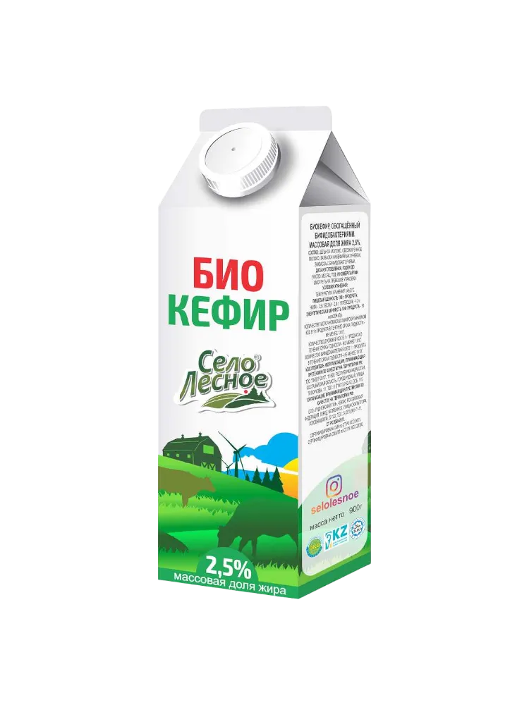 БИО КЕФИР СЕЛО ЛЕСНОЕ 900Г 2.5%