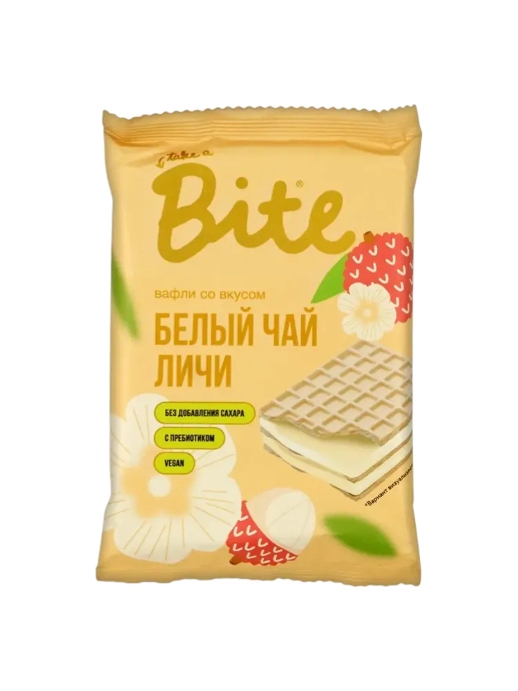 ВАФЛИ BITE ЦВЕТОЧНЫЕ ЛИЧИ-БЕЛЫЙ ЧАЙ 30Г