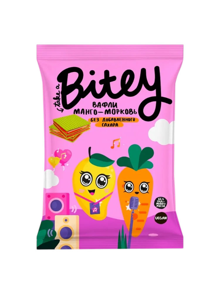 ВАФЛИ BITEY ФРУКТОВО-ОВОЩНЫЕ МАНГО-МОРКОВЬ 35Г