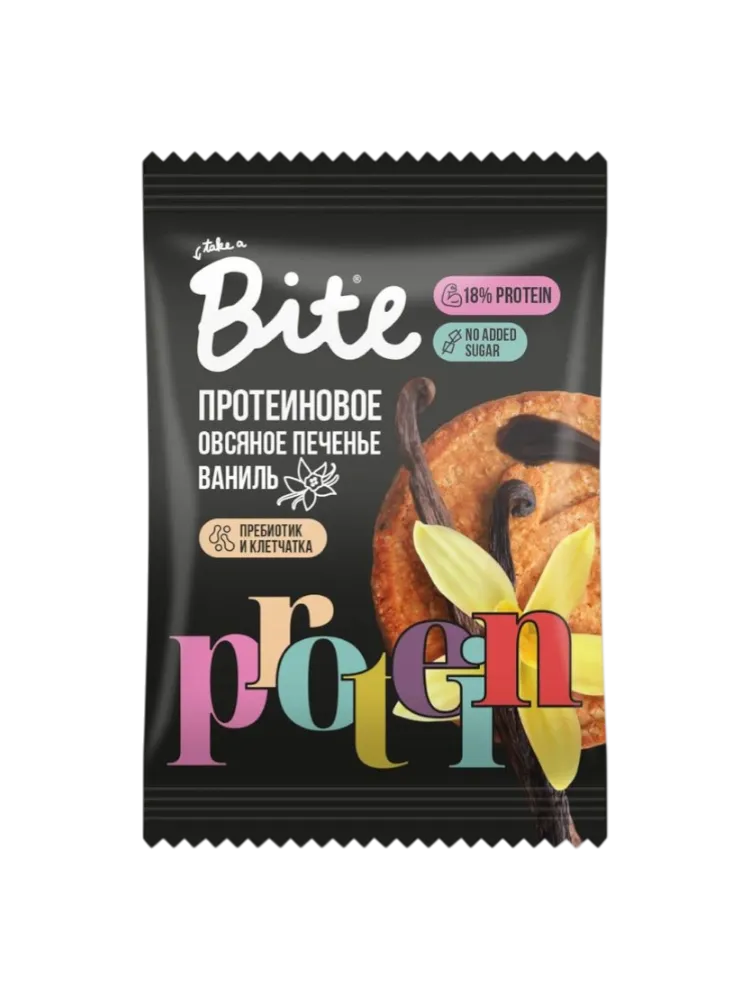 ПЕЧЕНЬЕ ОВСЯННОЕ ПРОТЕИНОВОЕ BITE ВАНИЛЬ 69Г