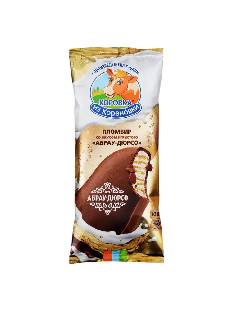 МОРОЖЕНОЕ КОРОВКА ИЗ КОРЕНОВКИ ЭСКИМО СО ВКУСОМ ИГРИСТОГО АБРАУ-ДЮРСО В МОЛ ШОКОЛАДЕ 70Г