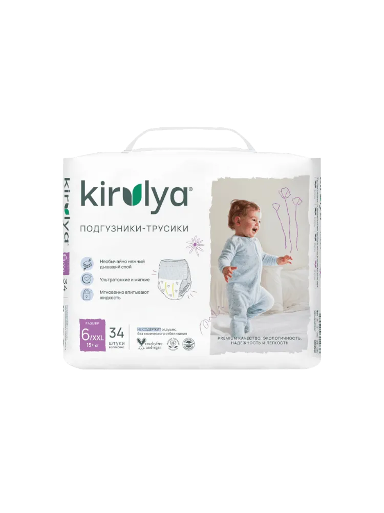 Подгузники-трусики Kirulya Premium размер ХХL (15+ кг) 34шт