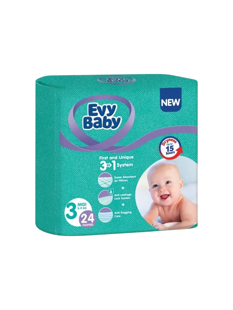ПОДГУЗНИК EVY BABY MIDI 3 5-9КГ 24ШТ