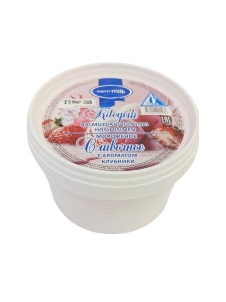 МОРОЖ REN-MILK 300Г СЛИВОЧНЫЙ/КЛУБНИКА ВЕДРО