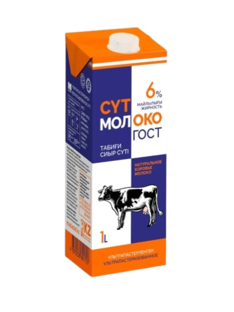 МОЛОКО ГОСТ 1Л УЛЬТРАПАСТЕРИЗОВАННОЕ 6% ТВА - фото 1