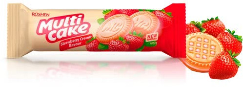 Печенье-сендвич Multicake c начинкой клубника-крем 180гр - фото 1