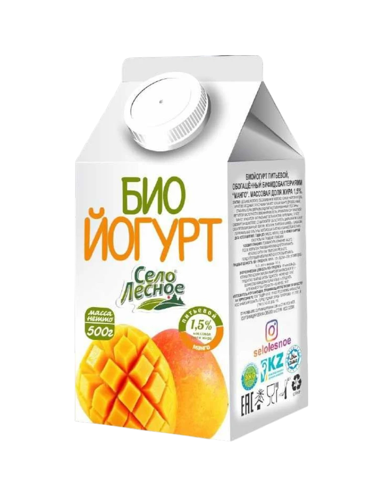 БИОЙОГУРТ СЕЛО ЛЕСНОЕ 1,5% 500Г - фото 1