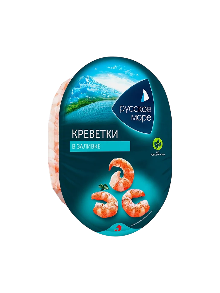 МЯСО КРЕВЕТКИ В ЗАЛИВКЕ РУССКОЕ МОРЕ 180Г ПОЛИМ ТМ 