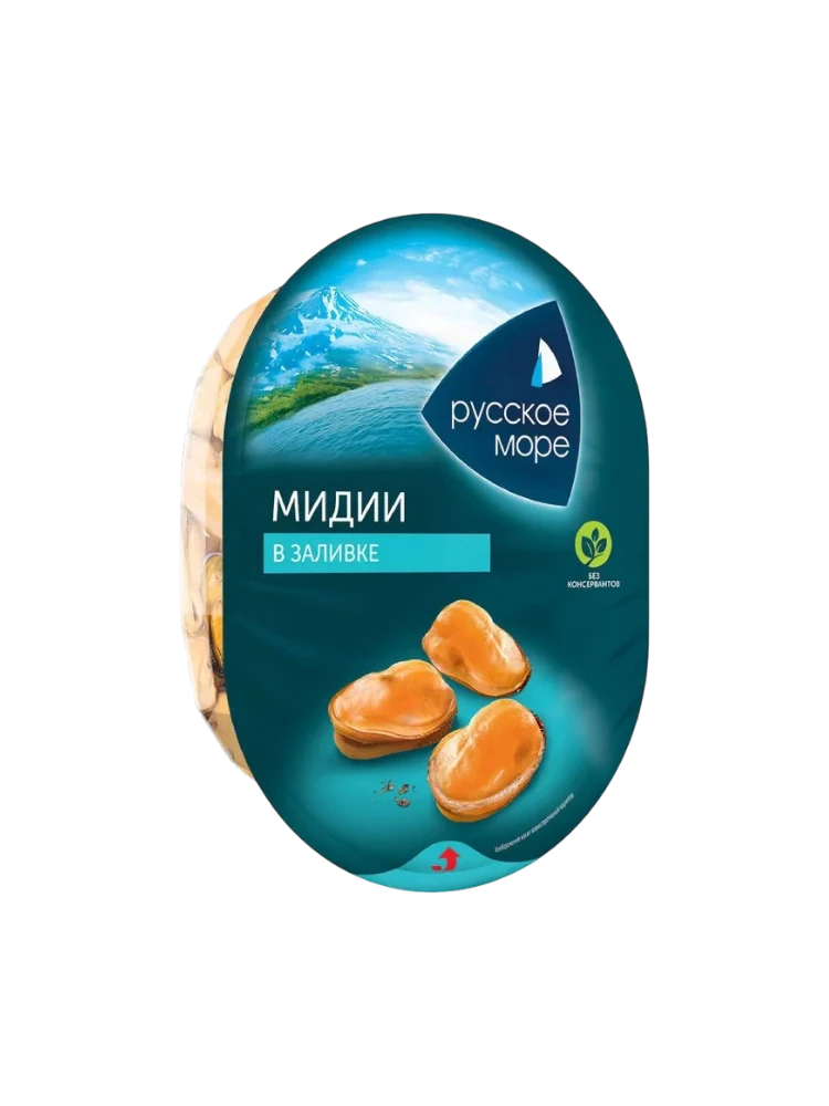 МЯСО МИДИИ РУССКОЕ МОРЕ ЧИЛИЙСКОЙ В ЗАЛИВКЕ 180Г ПОЛИМ ТМ 