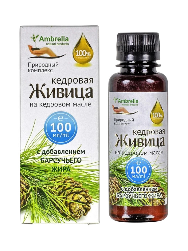 Живица кедровая (30%) на кедровом масле с барсучьим жиром 100мл.