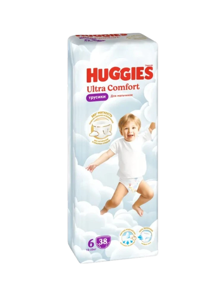 ПОДГУЗНИК HUGGIES 6 ULTRA COMFORT 15-25КГ 38ШТ Д/МАЛ(2)