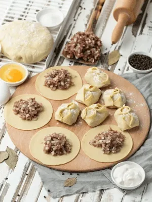 Манты с Рубленной Куриной грудкой и Говядиной  0,9 кг. - фото 2