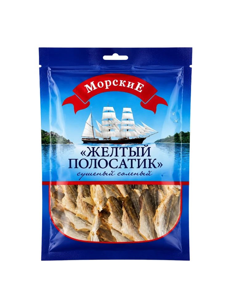 РЫБКА ЖЕЛТЫЙ ПОЛОСАТИК МОРСКИЕ 60Г СУШЕНО ВЯЛЕНЫЙ(45)