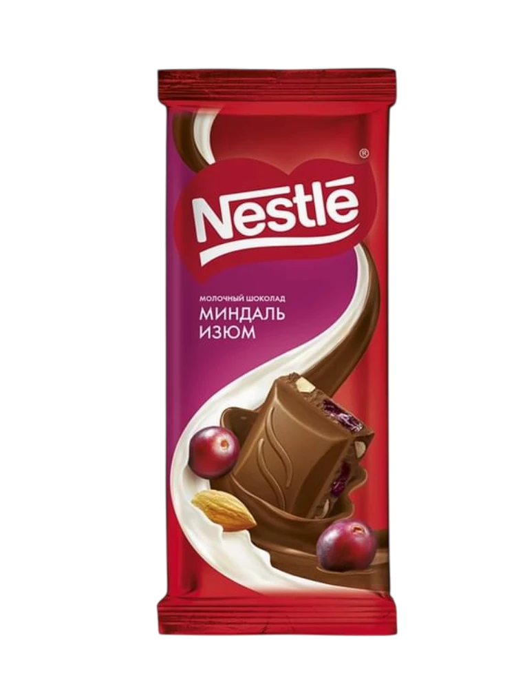 ШОКОЛАД NESTLE 100/82Г МОЛОЧНЫЙ/МИНДАЛЬ/ИЗЮМ