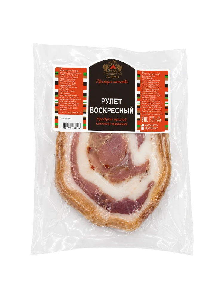 РУЛЕТ КУРИНЫЙ МЯСНЫЕ ПРОДУКТЫ ВОСКРЕСНЫЙ ВЕС В/У