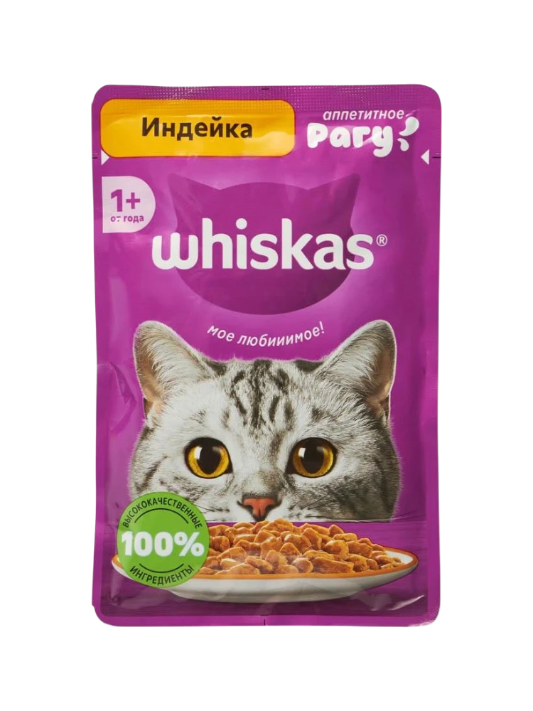 КОРМ Д/КОШЕК WHISKAS 75Г РАГУ С ИНДЕЙКОЙ