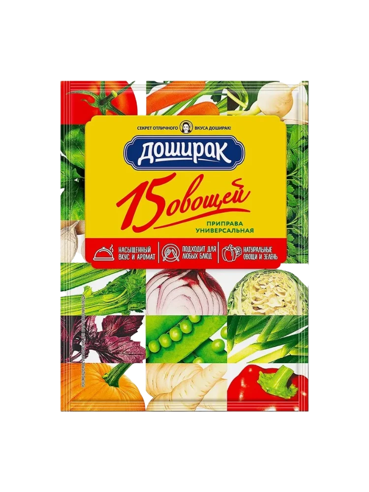 ПРИПРАВА ДОШИРАК 75Г УНИВЕРСАЛЬНАЯ 15 ОВОЩЕЙ