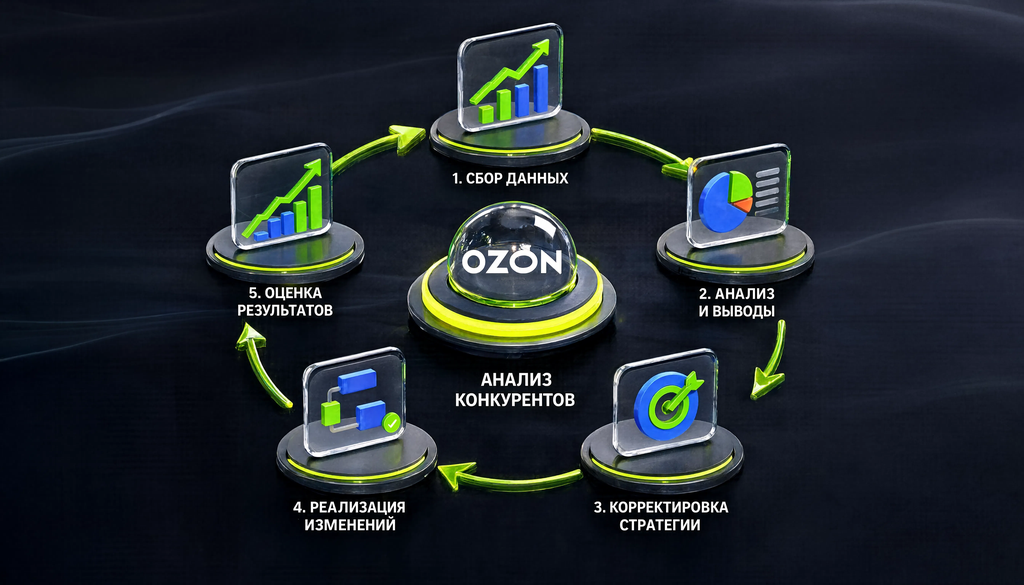 Цикл регулярного анализа конкурентов на Ozon — от сбора данных до корректировки стратегии. Превращает разовый анализ в системный процесс с обратной связью.