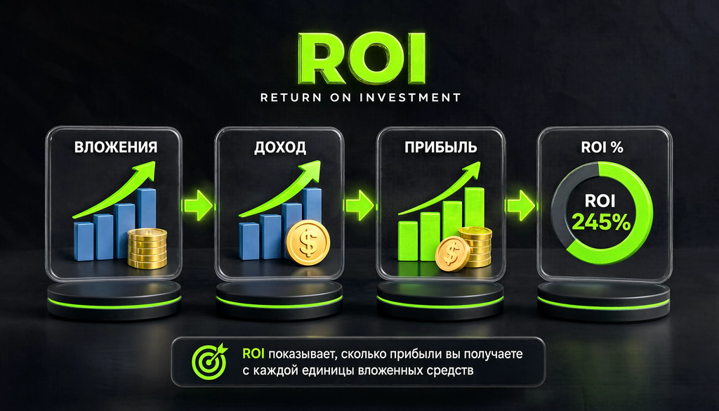 Инфографика: что такое ROI простыми словами — вложения, доход, прибыль, ROI процент
