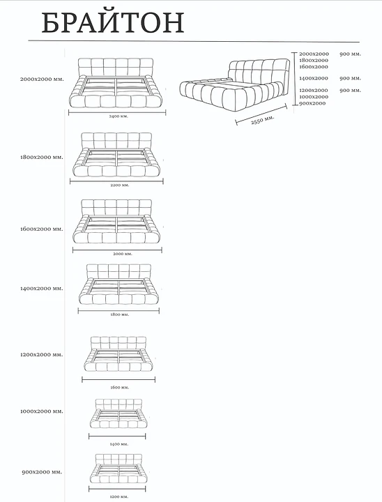 Размеры модели Брайтон – Оkki мебель